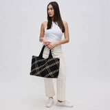 Sky's The Limit Large Woven Neoprene Tote | Black & Nude