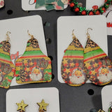 Serape Old Fashioned Santa Cow Tag Dangle Earrings