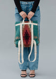 Cotton Wool Woven Teal Burgundy Tan Western Southwestern Aztec Backpack