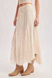 Boho Lace Maxi Skirt – Flowy Sheer Ecru