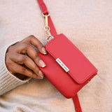 Clip & Go Unique RFID Crossbody Phone Carrier | Black Vegan Leather