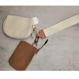 Dual Pouch Wallets Wristlet Keychain Brown Cream