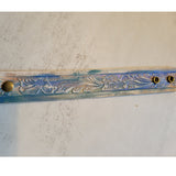 Western Boho Layering Hand Tooled Leather Bracelet Ivory Blue
