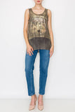 Sequin & Chiffon Tank Top – Gold Rodeo Print