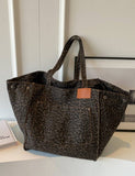 Leopard Print Shoulder Slouchy Tote Bag