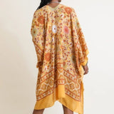 Touch of Morocco Tapestry Tassel Boho Kimono Wrap Shawl Mustard Yellow