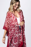 Punch Paisley Border Kimono | Red Boho Open-Front Layer