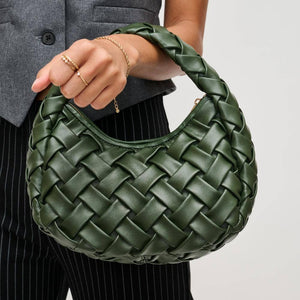 Noreen Woven Clutch Forest Green