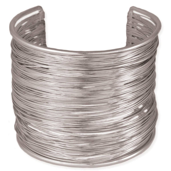 Silver Wires Wide Cuff Statement Bracelet