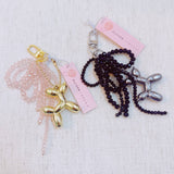 Balloon Dog Bag Charm With Beaded Bow Black Silver