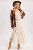 Boho Lace Maxi Skirt – Flowy Sheer Ecru