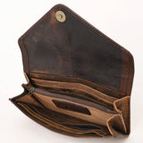 Hand-Tooled Leather & Hair-On Cowhide Western Clutch Bag