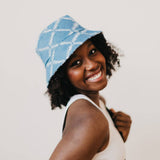 Diamond Print Bucket Hat – Blue
