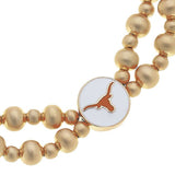 Texas Longhorns Satin Gold 2-Row Beaded Stretch Bracelet