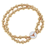 Texas Longhorns Satin Gold 2-Row Beaded Stretch Bracelet