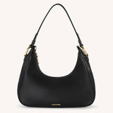 Ava Half-Moon Vegan Leather Shoulder Bag in Black