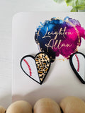 Baseball Leopard Heart Stud Earrings