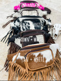 Western Hair-On Cowhide Fanny Pack | Brown & White Bum Bag