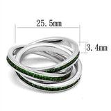 Rhodium Emerald Ring | Brass Band with Synthetic Glass Stone