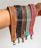 Hand Tooled Leather Wristlet Keychain Key Fob Chunky