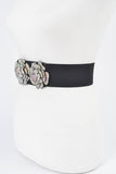 Auroa Borealis Stone Flower Elastic Belt – Black