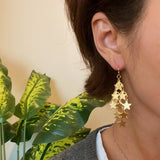 Nine Stars Lined Chandelier Earrings – Gold Plated