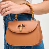 Allison Bamboo Top Handle Crossbody Tan