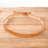 Brown Faux Leather Western Hat Band with Stitching & Studs