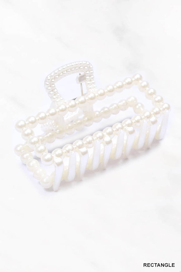 Pearl Hair Claw Clip Rectangle