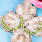 Pretty In Bloom Green Floral Hoop Earrings