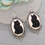 Purrfection Cat Cameo Silver Earrings