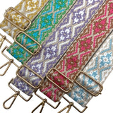 Boho Berlin Geometric Adjustable Crossbody Bag Purse Guitar Strap Pink Saddle