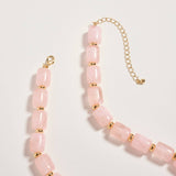 Colorful Beaded Heart Necklace | Multi-Color Barrel Bead Statement Necklace in Pink