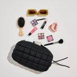 Cloud Nine Quilted Puffer Nylon Cosmetic Pouch in Black