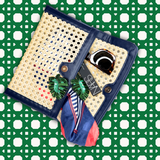 French Quarter Clutch | Navy Vegan Leather & Cane