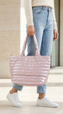 Puffer Quilted Tote Bag – Ice Pink