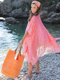 Bali Lightweight Boho Wrap Kimono Cover Up Tassels Pink
