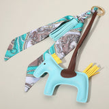 Vegan Leather Horse Tassel Scarf Keychain Bag Charm