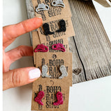 Mini Cowboy Boot Sparkling Stud Earrings Pink