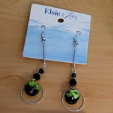 Green Glass Bead Circle Dangle Earring