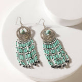 Night at Navajo Turquoise & Silver Drop Earrings in Deep Blue