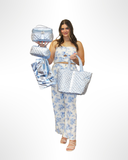 The Debra Diamond Quilted Nylon Tote Bag Ice Blue