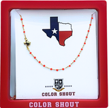 State of Texas Enamel Bead Necklace – 18K Gold Plated | Red