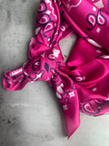 Magenta Bandana Paisley Western Wild Rag Scarf Silk Blend