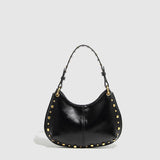 Retro Studded Chain Strap Shoulder Bag Black