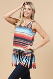 Sasha Serape Print Sleeveless Fringe Knit Top | Multi