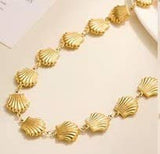 Seashell Station Necklace - 18K Gold Stainless Steel
