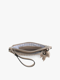 Mirabel Woven Double Zip Crossbody Wallet | Camel