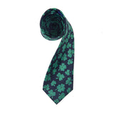 Green Black Lucky Shamrock Clover Tie