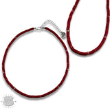 Rubber Heishi Disc Layering Necklace Red